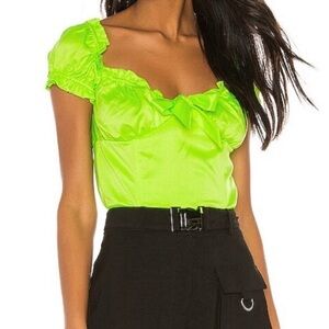 I.AM.GIA Neon Green Ruffle Blouse